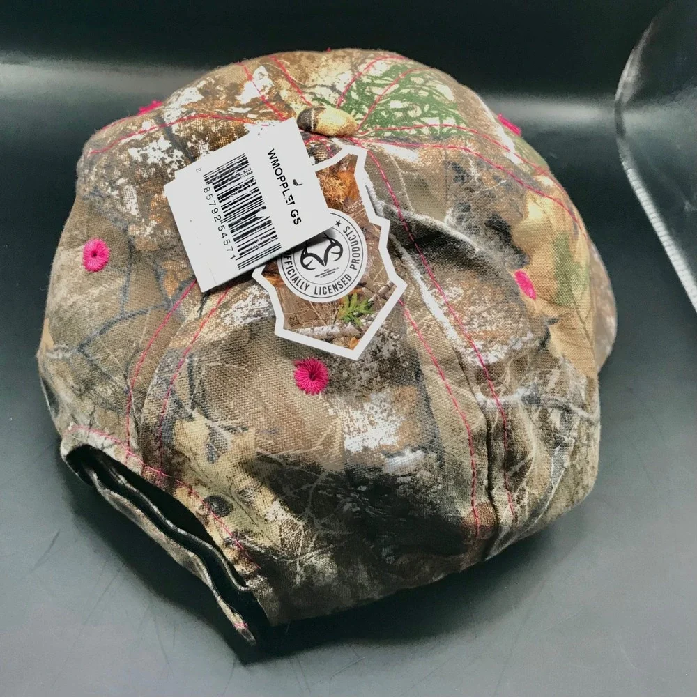 Realtree EDGE Camo Hat Womens Adjustable Strapback Cap Pink Stitching Blank